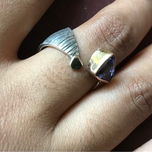 Sterling Silver 14K YG Tanzanite Ring Size 6.5 - Picture 5 of 15